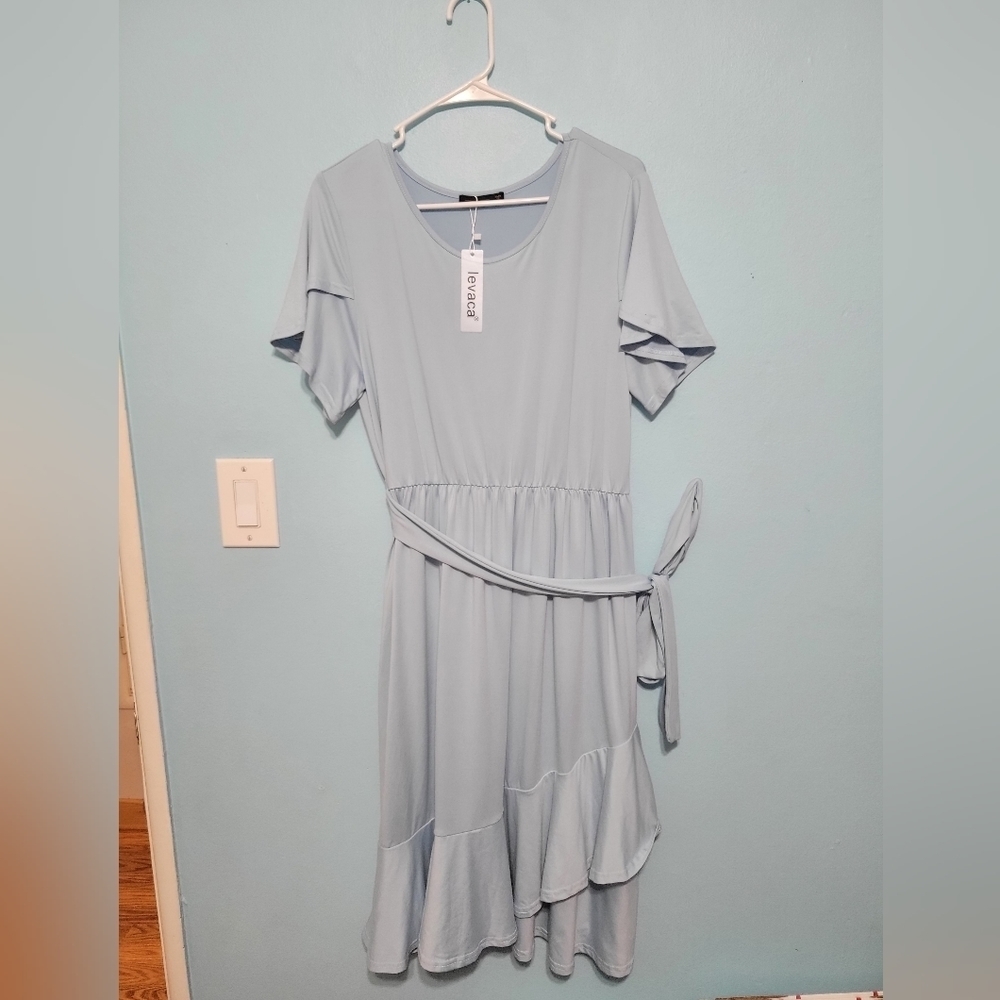 NWT Women's Cotton Dress Light Blue Size L